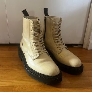 Charlotte Stone “Café Olé” Cream Combat Boots